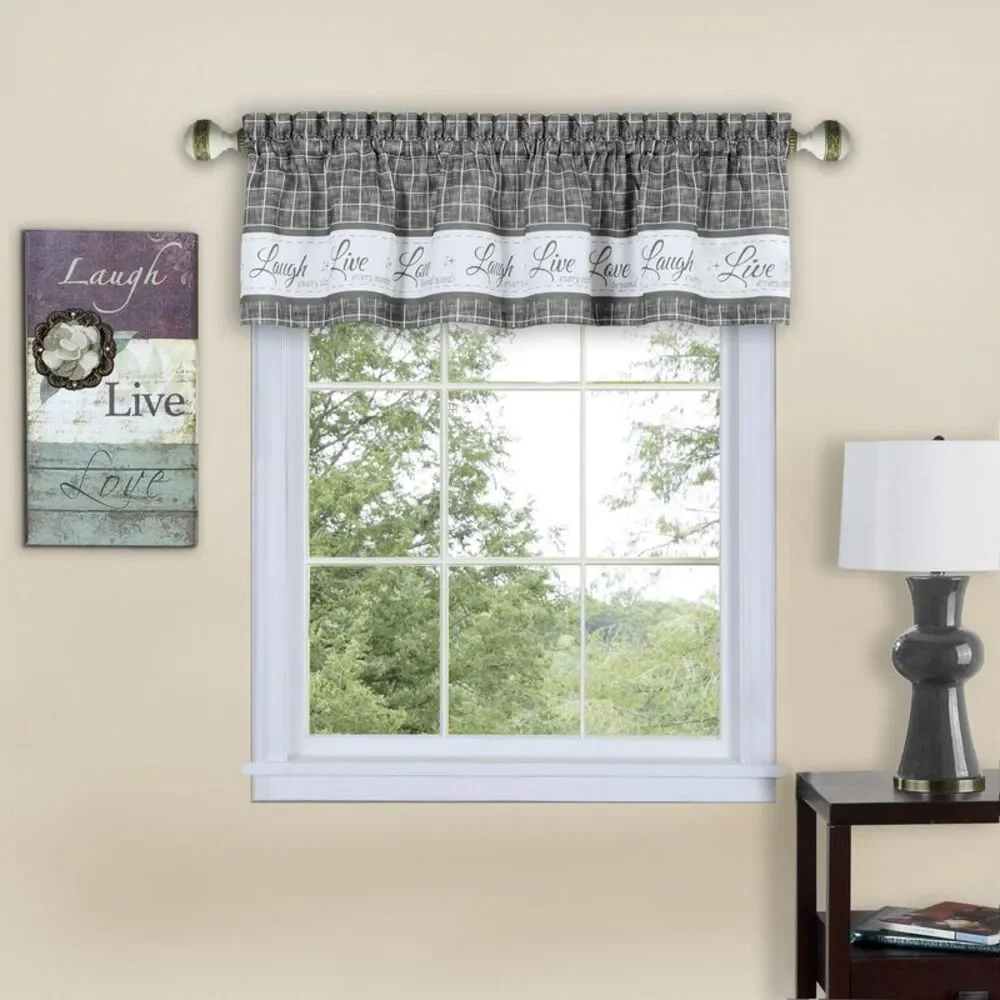 PowerSellerUSA Live, Laugh, Love Curtain Valance for Windows, Premium Buffalo